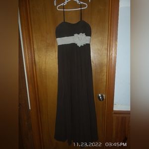 Bari Jay Size 12 Brown/Rust with Cream colored flower Formal Dress